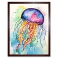 thumbnail image 1 of Jellyfish Swimming Folk Art Watercolour Painting Art Print Framed Poster Wall Decor 12x16 inch, 1 of 5