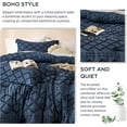 thumbnail image 4 of Queen Comforter Set - Navy Blue Comforter, Boho Tufted Shabby Chic Bedding for Kids, 3 Pieces Vintage Farmhouse Bed Set for All Seasons, Fluffy Soft Bedding with 2 Pillow Shams, 4 of 6
