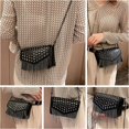 thumbnail image 6 of Women Crossbody Handbag Purse Small Rivets Studded Tassel Shoulder Bag Clutch Gothic Punk Rock Party Funky Bag (Rectangle Black), 6 of 6