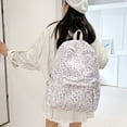 thumbnail image 4 of Aesthetic Floral School Backpack, Water Proof Backpack, Spacious Bookbag for Shopping Work College, Purple, 4 of 9