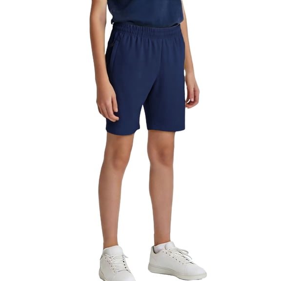 ATOGUTA Shorts Boys Lightweight Soccer Short with Pockets for Running Basketball Gymnastics Sports Blue, Size 5T-15