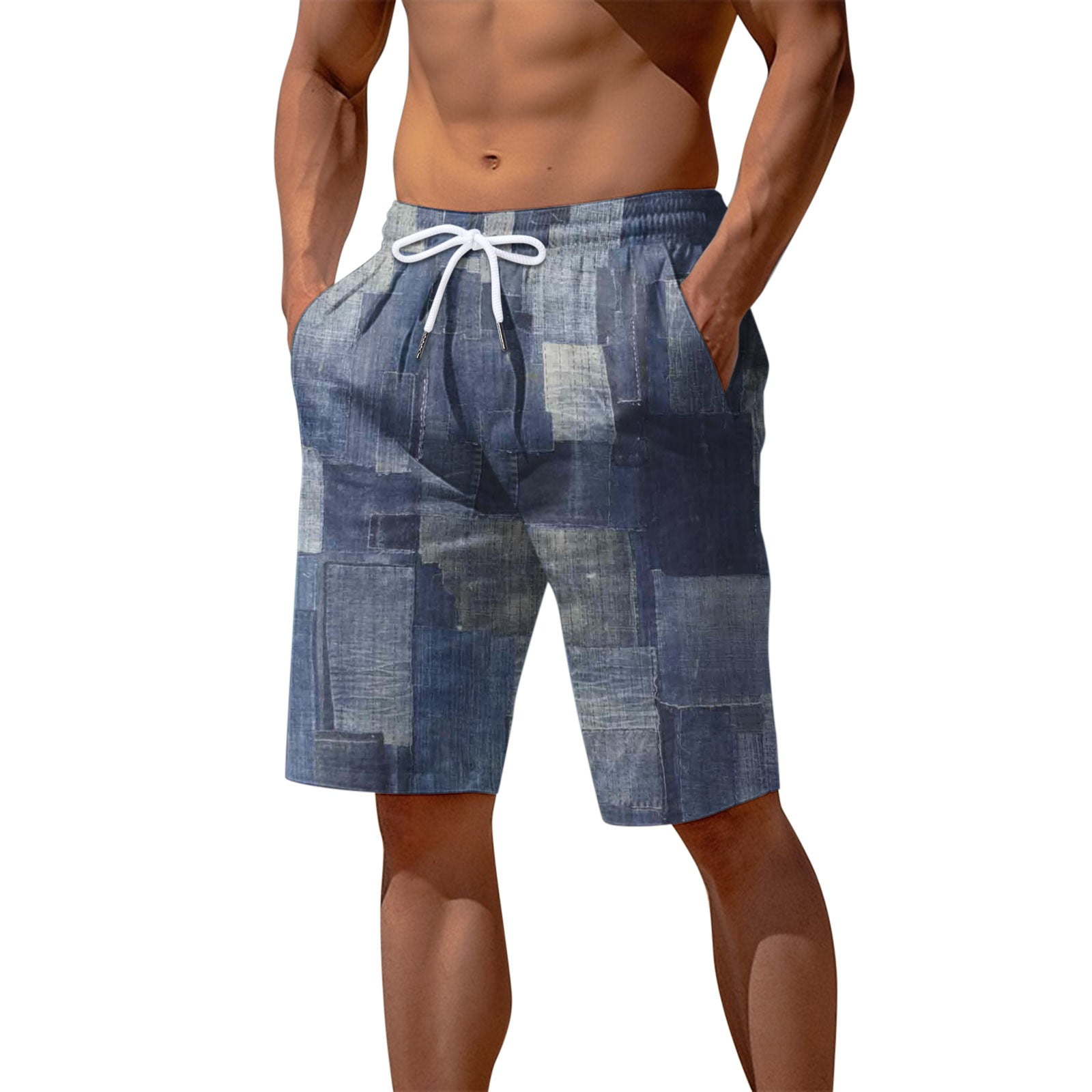 JHLZHS Legging Shorts with Pockets Male Spring and Summer Color Beach Pants Drawstring Elastic Waist Breathable Soft Short Daily Streetwear Tie Pocket
