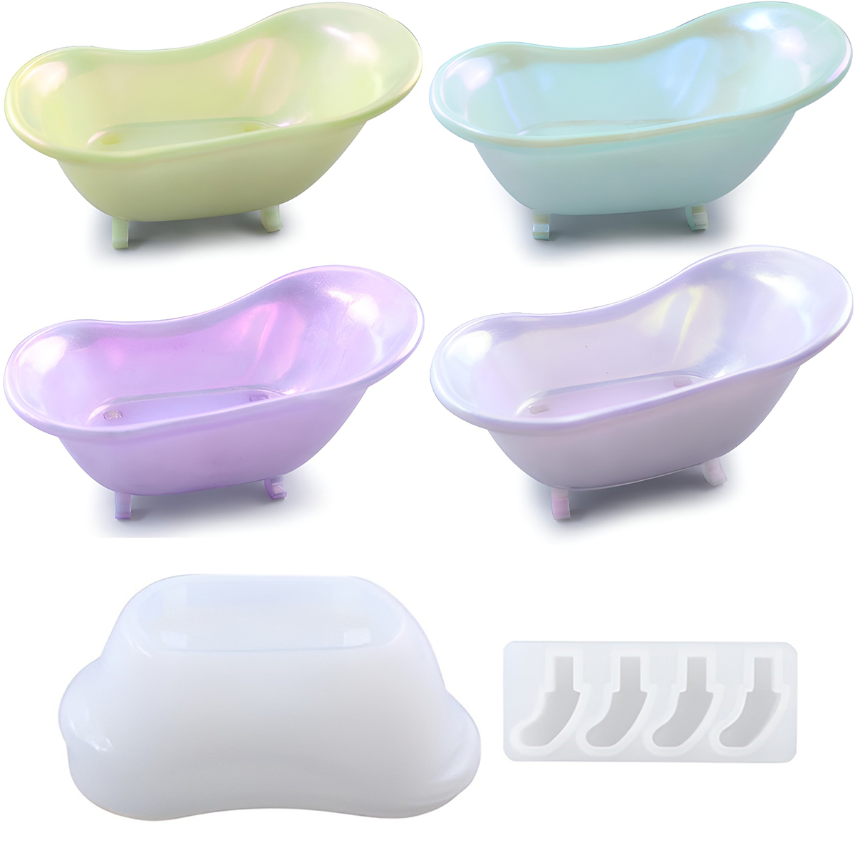 JTWEEN Bathtub Resin Molds Silicone Bathtub Storage Resin Molds for