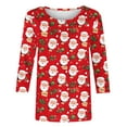thumbnail image 5 of Blouses pour Femmes Mode Décontractée Imprimée Col Rond Manches 3/4 T-Shirt Blouse à la Mode Hauts Décontractés Anniversaire Rendez-Vous Fête Maison Vacances, 5 of 5