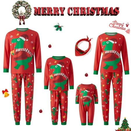 

Christmas Family Matching Pajamas Sets Dinosaur Print Tops Pants Xmas Holiday Sleepwear Loungewear Jammies Pjs Outfit