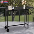 thumbnail image 2 of Hassch 39.4" Rolling Patio Bar Table in Black, Narrow Iron Counter Height Patio Table with Wheels and Adjustable Feet, for Garden, Balcony or Pool Area, 2 of 8