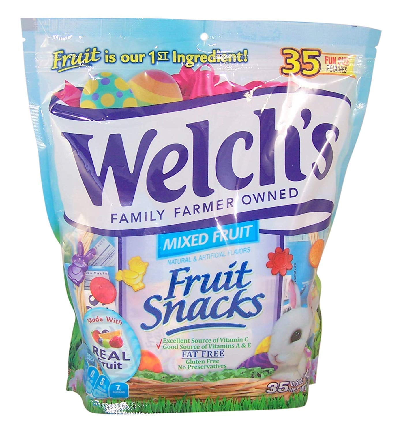 Welchs Easter Fruit Snacks Mixed Fruit Fun Size Packs, 35 Count