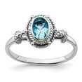 thumbnail image 2 of Sterling Silver Rhodium-plated with Blue Oval Cubic Zirconia Stone Ring Size 6, 2 of 4