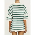 thumbnail image 4 of Womens Striped Short Sleeve Striped Pajama Set Knit Button Top & Shorts, 4 of 6