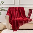 thumbnail image 4 of Knit Diamond Pattern Decorative Throw Blanket for Couch Chair Sofa Home Decor (Red, 60"x80"), 4 of 7