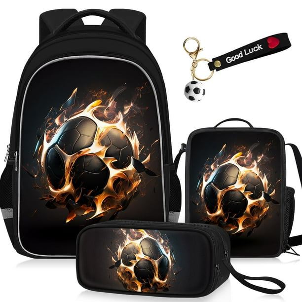 Juego de mochilas escolares TILYTADLY Soccer 4 piezas para niños de 44 x 14 x 30 cm