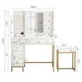 thumbnail image 4 of Ataucjin Vanity Desk with Mirror,Vanity Makeup Table with Chair & Charging Station, Dressing Table with Drawers & Storage Shelves,3 Lighting Modes,Vanity Table Set for Bedroom Dressing Room, 4 of 9