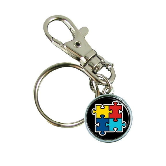 Autism Awareness Keychain Support Silver Plated Jewelry Key Chain