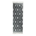 thumbnail image 3 of Diamond Lattice Plush Polypropylene Indoor Shag Runner Rug with Fringe - 2’ 7” x 8', Cream-Black, 3 of 8