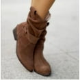 thumbnail image 2 of Women's Autumn and Winter Side Zipper Low Boots Low Heel Elegant Suede Round Toe Casual, 2 of 3
