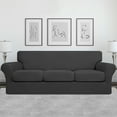 thumbnail image 3 of Easy-Going 4 Pieces Super Stretch couch cover, Sofa size, Gray (Slipcover Only), 3 of 7