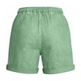 thumbnail image 7 of Women's High Waist Tencel Linen Blend Straight Leg Shorts Cuffed Hem Pockets Casual Summer Bottoms with Drawstring Green, 7 of 7