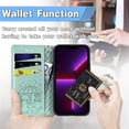 thumbnail image 5 of for iPhone 14 PU Leather Flip Wallet Case, Cat Dog Cartoon Cute Style with ID Card Holder Phone Cover Case for Apple iPhone 14 MG Green, 5 of 14