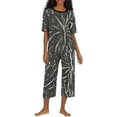 thumbnail image 2 of DKNY Women's Elastic Waistband Capri & Short Sleeve Pajama Set (Black Tie Dye, S), 2 of 4