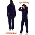 thumbnail image 4 of Winter Velour Tracksuit Outfits for Women 2 Piece Sweatsuits Velour Velvet Hoodie Jogger Tracksuit Set Sweatshirt & Sweatpants Activewear Track Suits Set Pink/Purple/Black/Blue Tracksuit, 4 of 7