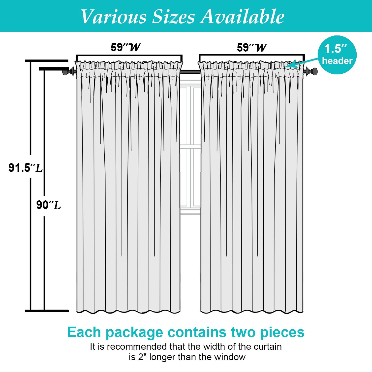 Patin Cream Sheer Curtains for Living Room 90 Inches Long 2 Pcs, Dual Rod Pockets Light Filtering Solid Bedroom Curtains, Soft Breathable Privacy Window Treatments Drapes, Each Panel 59" W x 90" L
