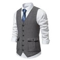 thumbnail image 5 of Sleeveless Shirts For Men Qiggri Men Fashion Retro Have Pockets-Breasted V-Neck Vest Tops Blouse Suit Vest For Men, 5 of 9