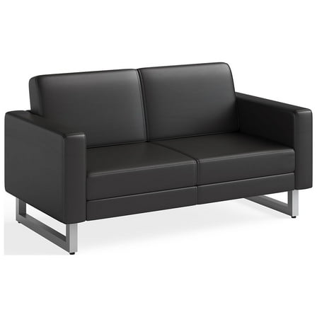 Safco Mirella Lounge Settee Black Vinyl, Adult