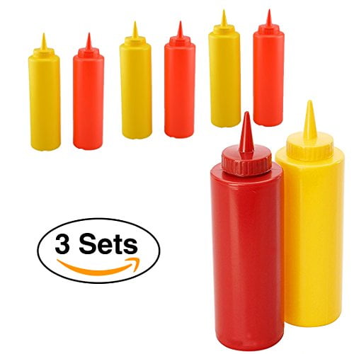 Ketchup & Mustard Dispenser Set, 3 pack 13.5oz (6 bottles)
