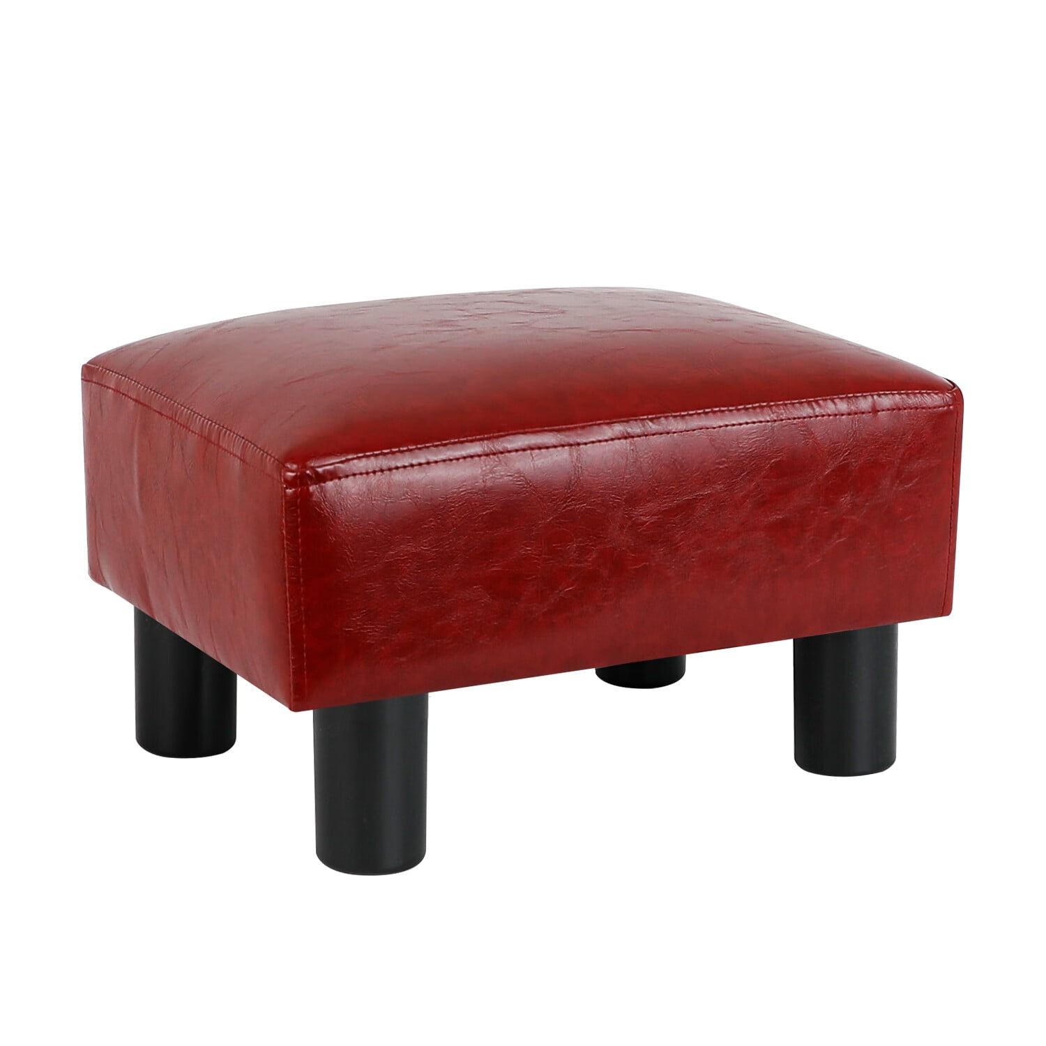  LKZ Foot Stool Microfiber Leather Ottoman Wooden Vintage Stool  Small Sofa Footrest Stool for Living Room(Red-Brown) : Home & Kitchen