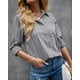 thumbnail image 5 of Camisa casual de rayas de manga larga para mujer Camisa de manga larga con cuello en V, 5 of 6