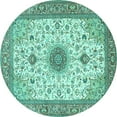 thumbnail image 1 of Ahgly Company Indoor Round Medallion Turquoise Blue Traditional Area Rugs, 6' Round, 1 of 4