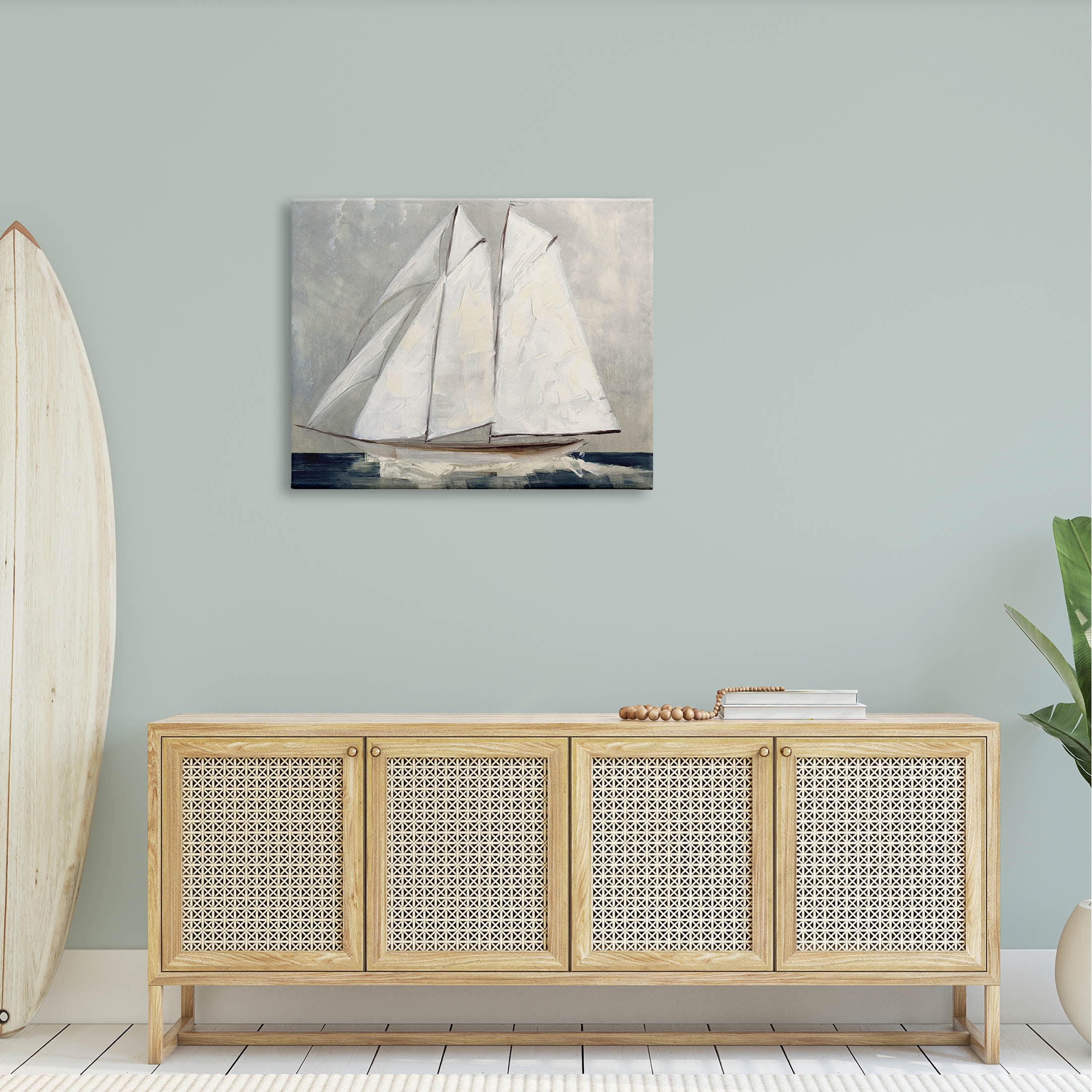 Stupell Industries Nautical Sailboat Dark Ocean Water Painting Gallery Wrapped Canvas Print Wall Art, Design by Sally Swatland