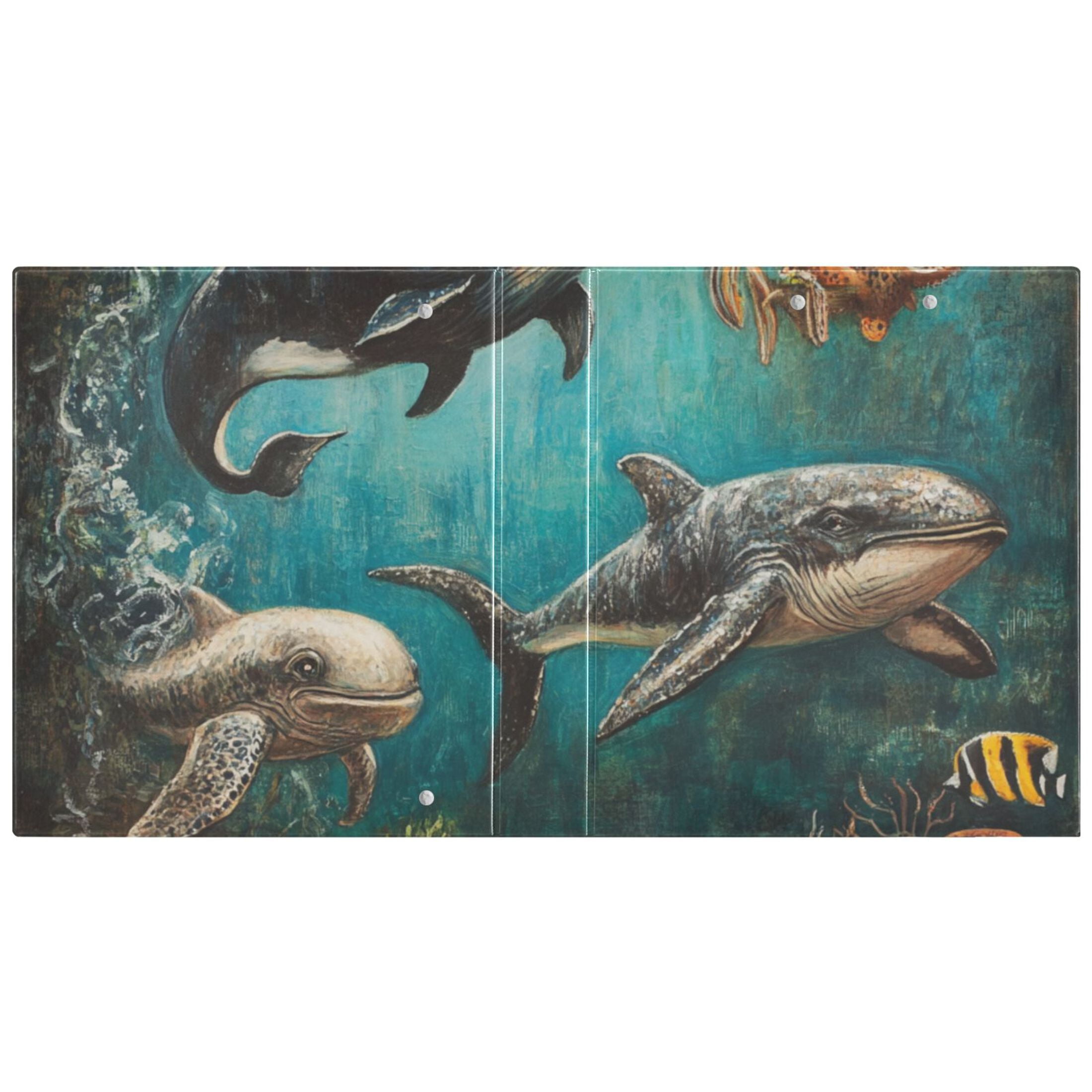 Ancient Sea Animals 3 Ring Binders 1.5 inch Hardcover File Folders with Interior Pockets A4 Size Organizer for School Office Hospital