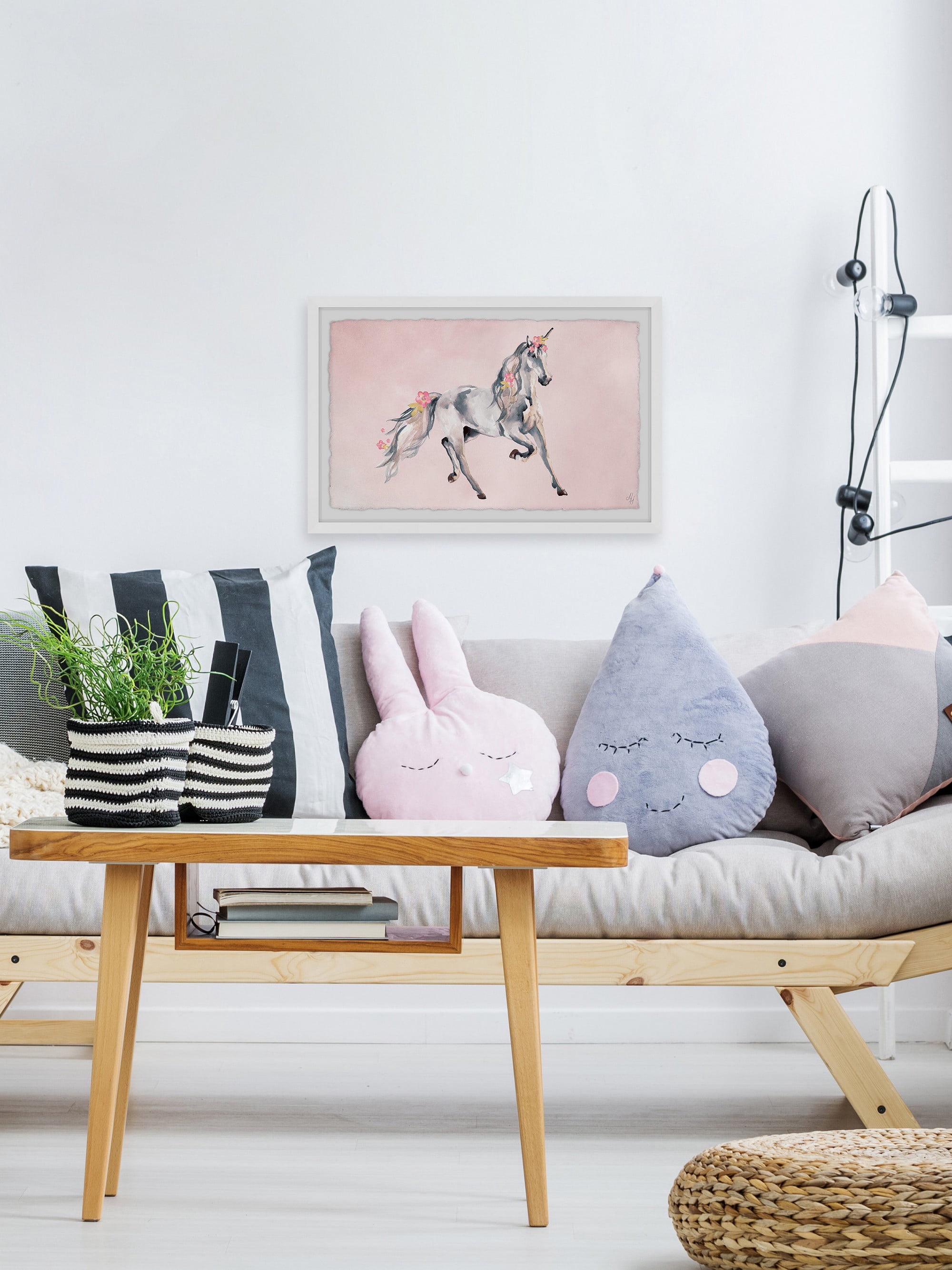 Marmont Hill Pink Unicorn Dream Framed Wall Art, 36.00" x 1.50"