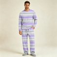 thumbnail image 5 of Stripes Pajama Set for Men ,Long Sleeve Top and Pants Sleepwear Set Soft Lounge Nightwear, 5 of 8