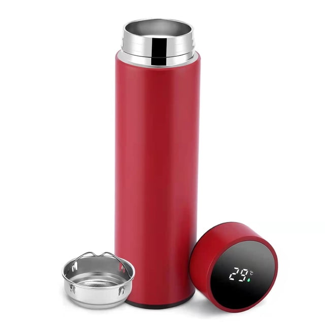 Termo Inteligente con Lector de Temperatura Digital Táctil (480 ml) Doble Pared de Acero Inoxidable Libre de BPA ADA Liso