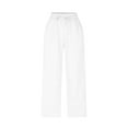 thumbnail image 6 of Blmnix Barrel Women Casual Pants White Work Office Loose Palazzo Cute Pants High Waist Long Wide-Leg Pants, 6 of 7