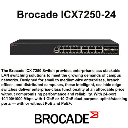gigabit brocade icx sfp managed l3 switch 8x port