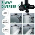 thumbnail image 3 of 13-Inch Shower Heads with Multi-Function Handheld Sprayer Combo, 3-Way Metal Extended Diverter with Holder and Metal Adjustable Curved Shower Extension Arm, Extra Long Hose Matte Black, 3 of 7