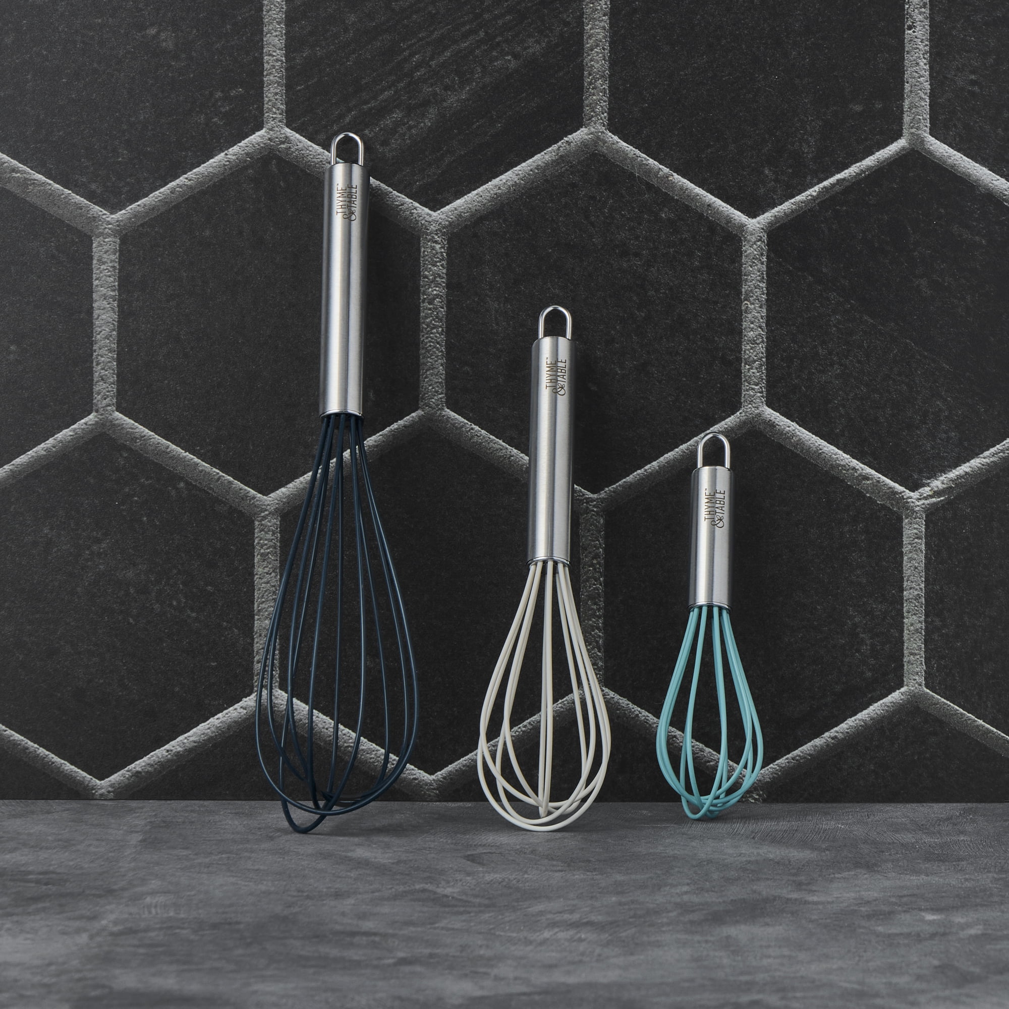 Thyme & Table 3-Piece Silicone Whisk Set, Multi Size