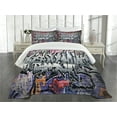 thumbnail image 3 of Ambesonne Urban Quilted Bedspread Set 3 Pcs, Graffiti Grunge Wall Art, Queen Size, Multicolor, 3 of 5