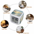 thumbnail image 5 of Ocean Sunrise Coastal Digital Alarm Clock for Bedrooms, Smart LED Alarm Clock with 7 Color Changing Night Light, Summer Beach Abstract Art Silent Wake Up Clocks for Sleep Study Cooking 3.2"x3.2", 5 of 9