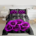 thumbnail image 2 of Purple Rose Bedding Sets Queen Purple Black Romantic Floral Comforter Set Women Valentine'S Day Blossom Flower Quilt Retro Rustic Farmhouse Rose Bed Comforter 2 Pillow Cases, 2 of 7
