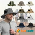 thumbnail image 7 of SUN CUBE Wide Brim Sun Hat for Men & Women, UPF 50+ UV Protection, Breathable Mesh Boonie Hat with Adjustable Chin Strap, Packable Fishing Hiking Safari Hat, Grey, 7 of 7