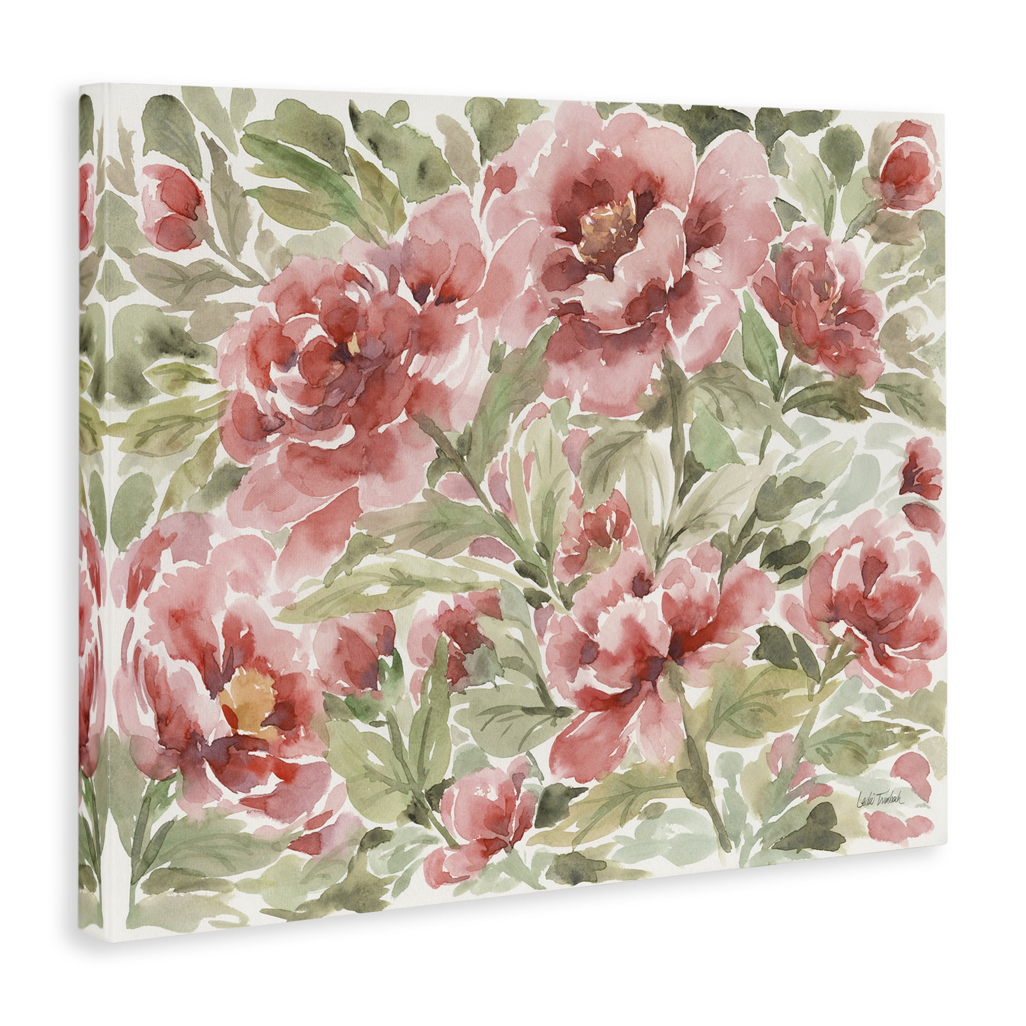 Stupell Industries Pink Peonies Pattern Botanical & Floral Painting Gallery Wrapped Canvas Art Print Wall Art, 48 x 36