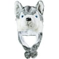 thumbnail image 2 of Gray and White Wolf  Hat - Blue Eyes Wolf Plush Hat  -Husky Plush Animal Hat, 2 of 2