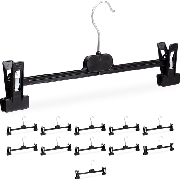 Trouser hanger - set of 12 - 2 clips - plastic