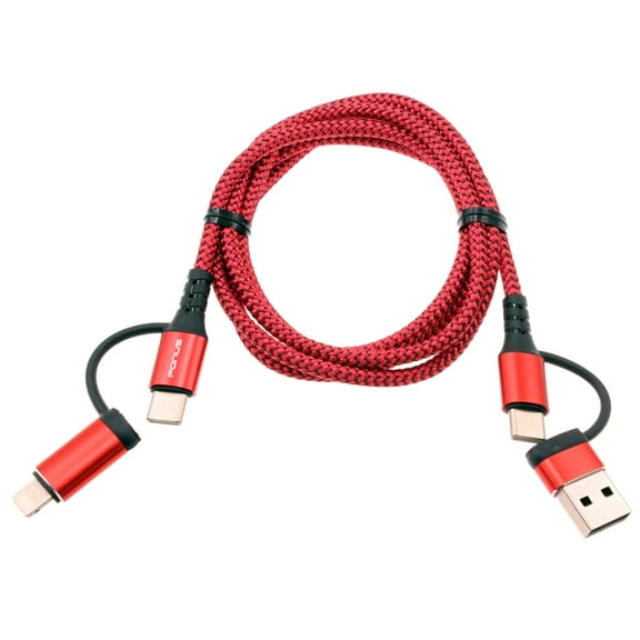 4-in-1 USB-C Cable for Samsung Galaxy S23 FE Phone - Fast Charger Power Cord [Type-C, iPhone, USB-A] Wire USB Sync High Speed for Samsung Galaxy S23 FE 6.4" (Fan Edition) Model