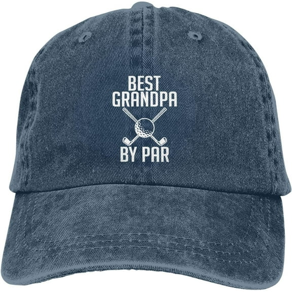 Best Grandpa by Par Funny Hat Adjustable Denim Baseball Cap Black Dad Hat Men Women