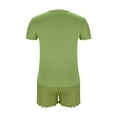 thumbnail image 4 of Caywon Womens Modal Lounge Pajamas Set Soft Cozy Summer Two Piece Sets Short Sleeve V Neck T-Shirt and Trim Shorts Sleepwear(Green,M), 4 of 6